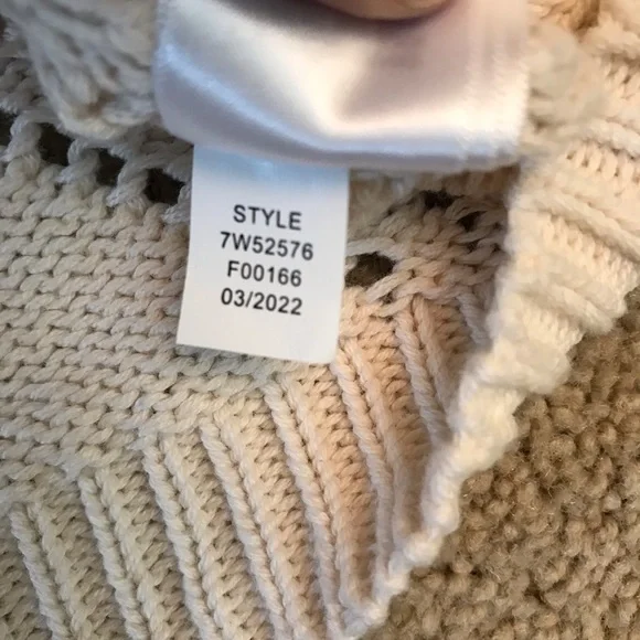 Lucky Brand Crochet Hoodie Cropped Sweater Women Medium Cream Pointelle Pullover - Picture 13 of 13